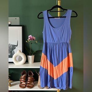 Periwinkle and Peach Chevron Dress